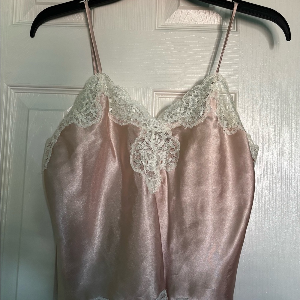 Victoria Secret Silky Pink Lace Trim Cami